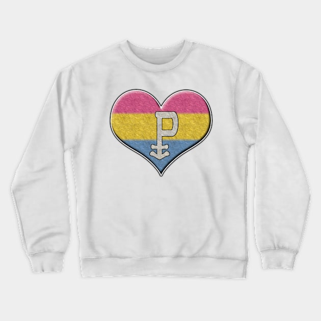 Large Pansexual Pride Flag Colored Heart with Ace Symbol Crewneck Sweatshirt by LiveLoudGraphics